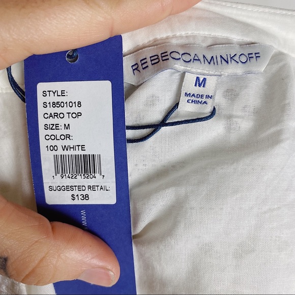 NWT REBECCA MINKOFF Caro Eyelet Ruffle Top White M - Picture 6 of 10